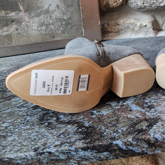 NWT Dolce Vita Gray Suede Zip-Up Slip-In Booties Size 8 - Picture 15 of 15